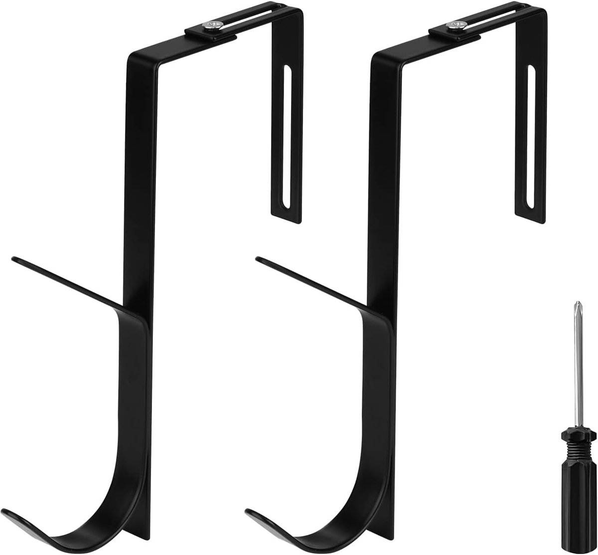 SnelShoppen - 2 Stuks Verstelbare Kast Haken voor Muur, Sterke Metaal Hangers met Schroevendraaier, Geschikt voor Wandplanken van 3.5-9.5cm Dikte, Zwa