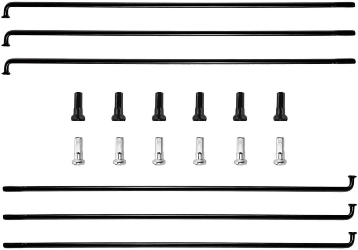 SnelShoppen - 14G 6 Stuks Fiets Spaken met Nippel 110-300 mm Diameter 2 mm Stalen Spaken voor MTB, E-Bike, Downhill, Trekking en Stadsfietsen - Zwart