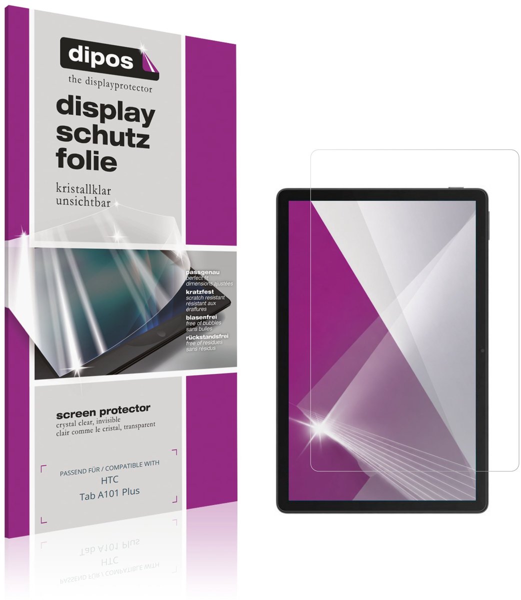 dipos – 2x Beschermfolie geschikt voor HTC Tab A101 Plus | Krasbestendige & heldere Screenprotector Ultra-Thin