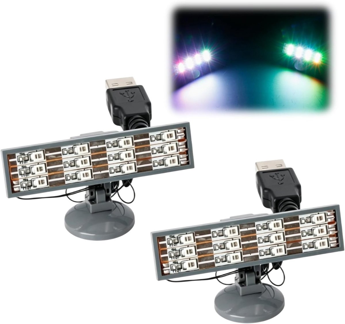 Set van 2 LED-lichtsets voor bouwstenen modellen, USB-lichtkit voor modelbouw, kleurrijke verlichting en accessoires voor creatief bouwen en DIY-projecten