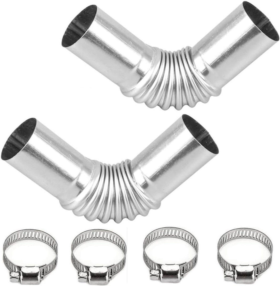 2 Stuks RVS Uitlaatpijp Hoekverbinding 25mm Ventilatie Slang voor Auto Verwarming en Diesel Gasafvoer, Zilver