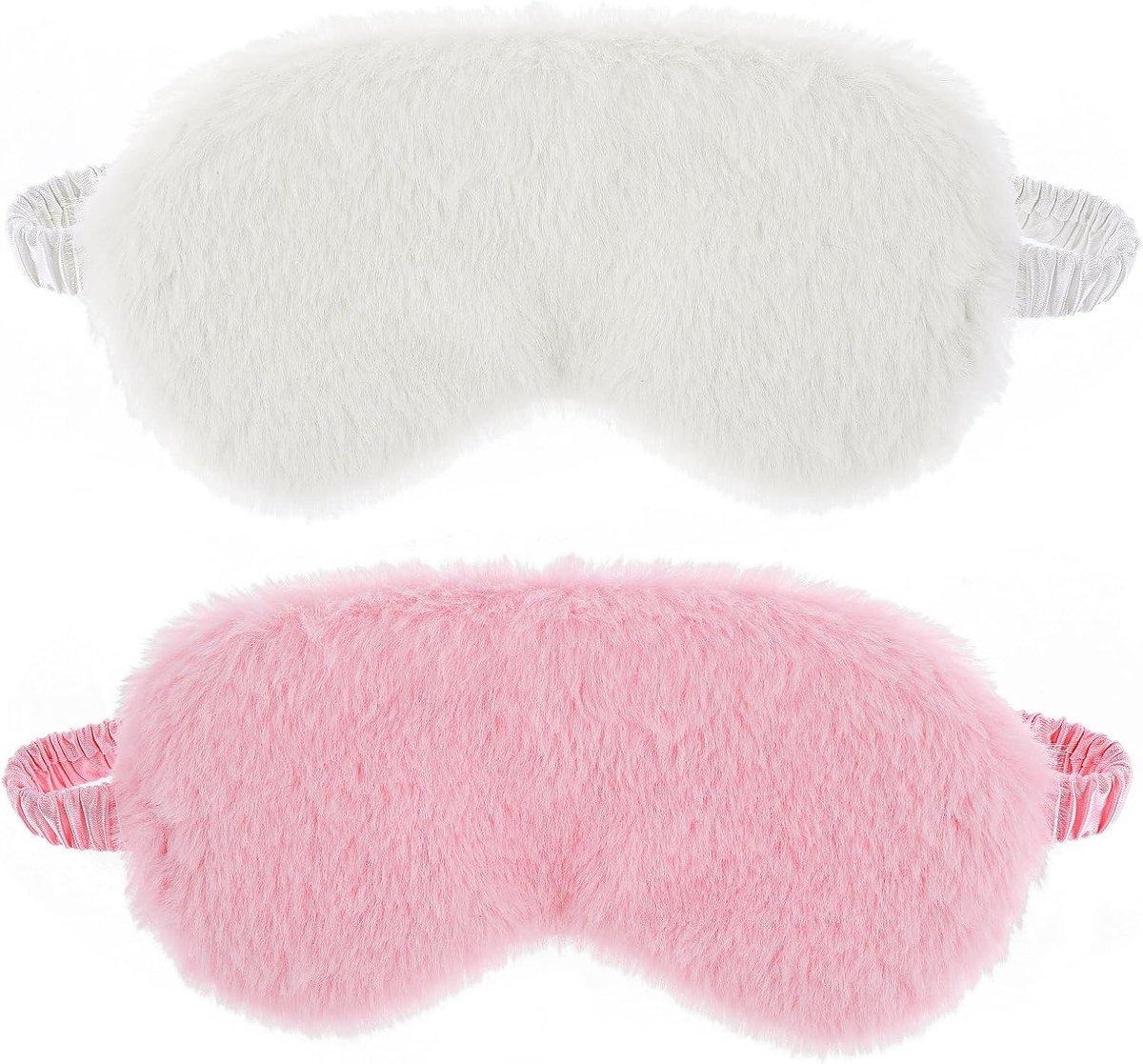 Thijox - 2 stuks pluche oogmasker - Zacht slapen blinddoek - Harige nepbont slaapmasker - Comfortabel satijnen dutje nacht oogbedekking voor dames en