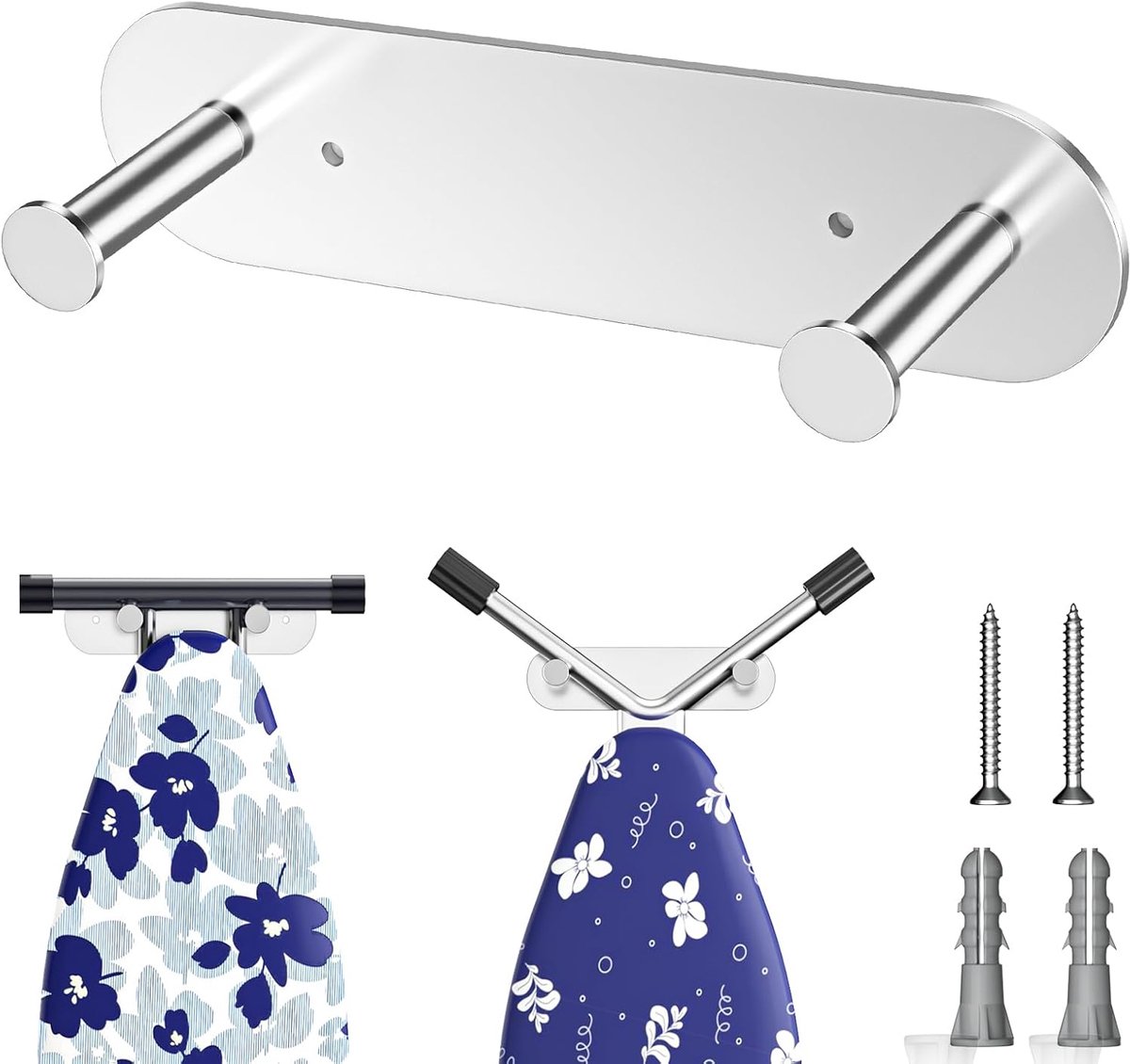 Thijox - Strijkplank Hanger Wandmontage, Strijkplankhouder voor Wasruimte, Metalen Wandhouder voor IJzer en Strijkplank, Opbergrek van SUS304 Roestvri