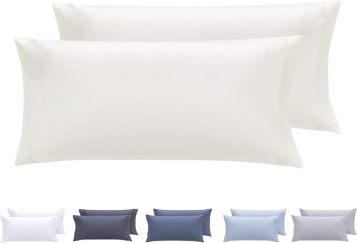 SnelShoppen - Set van 2 Kussenhoezen 80 x 40 cm - Extra Zacht Hypoallergeen Microfiber - Beige voor Woonkamer, Slaapkamer, en Tuin