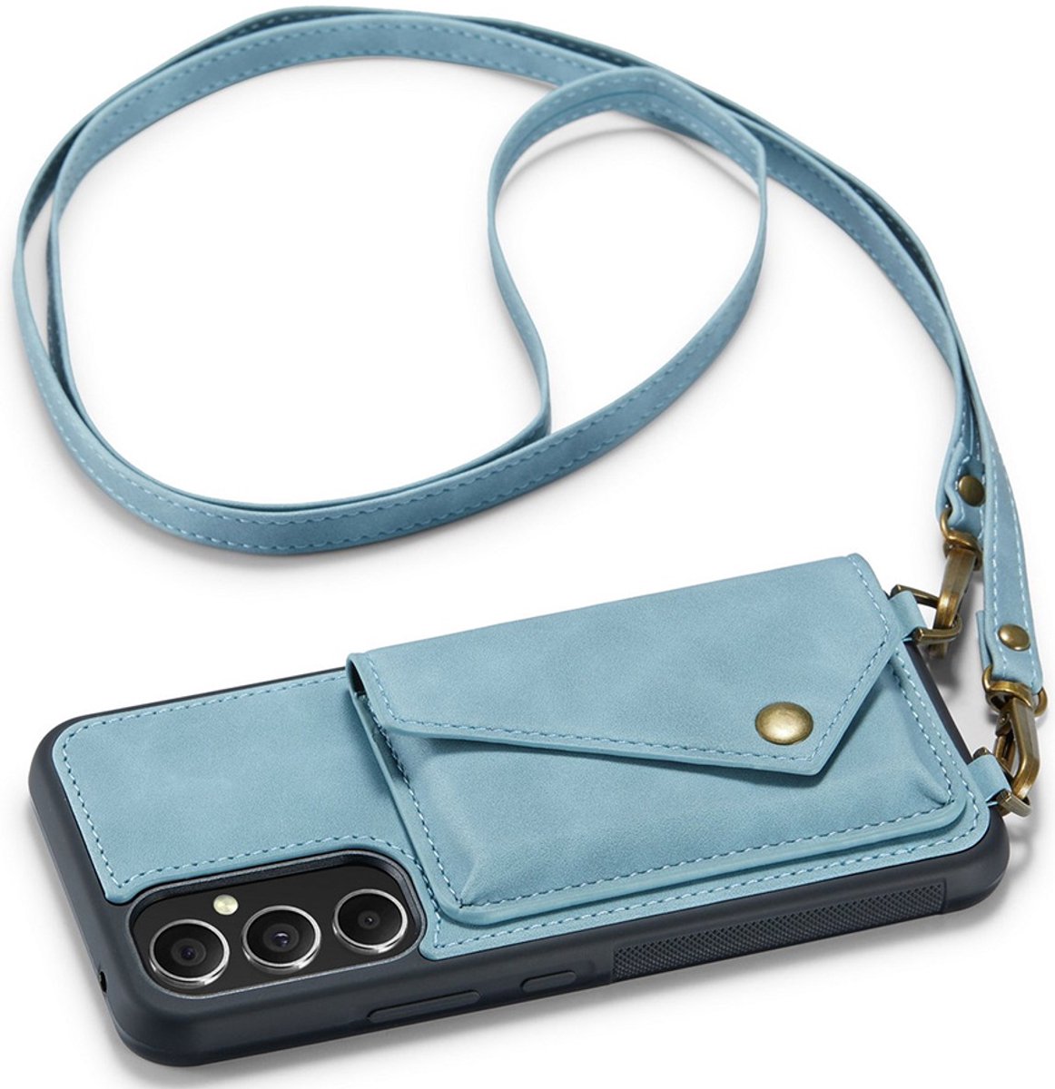 CaseMania Backcase hoesje geschikt voor Samsung Galaxy A54 - Effen Aqua - Kunstleer
