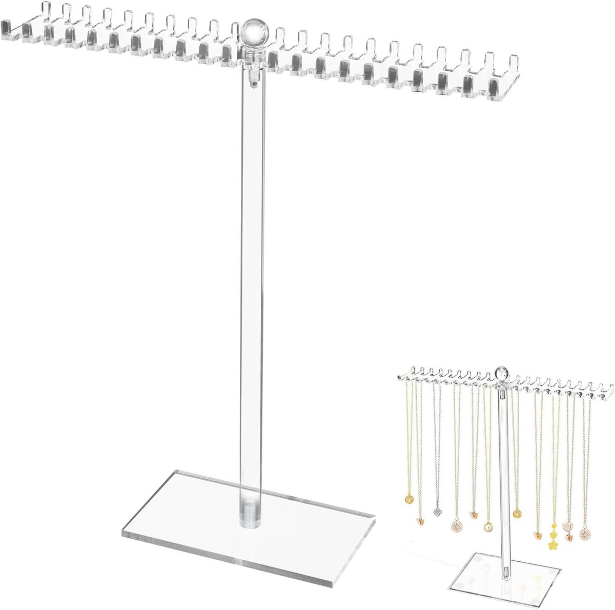 Sieradenhouder met 40 Haken - Multifunctionele Stand voor Kettingen en Oorbellen - Transparante Acryl Organizer 29 x 29 cm