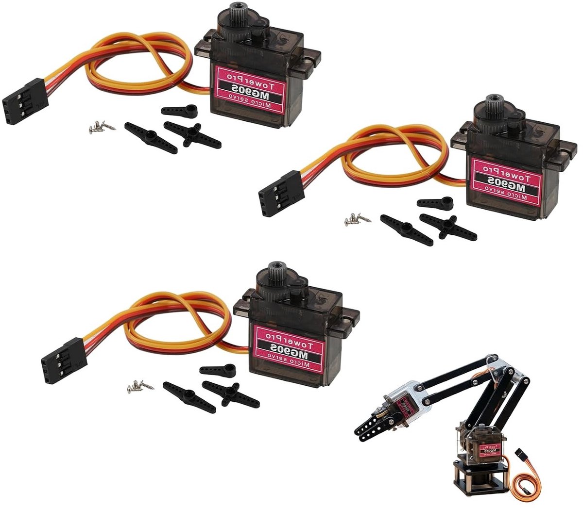 Krachtige 9G Microservomotor voor Arduino en Raspberry Pi, ideaal voor RC auto, helikopter, robotmodellen en DIY projecten, 3-delig met metalen behuizing