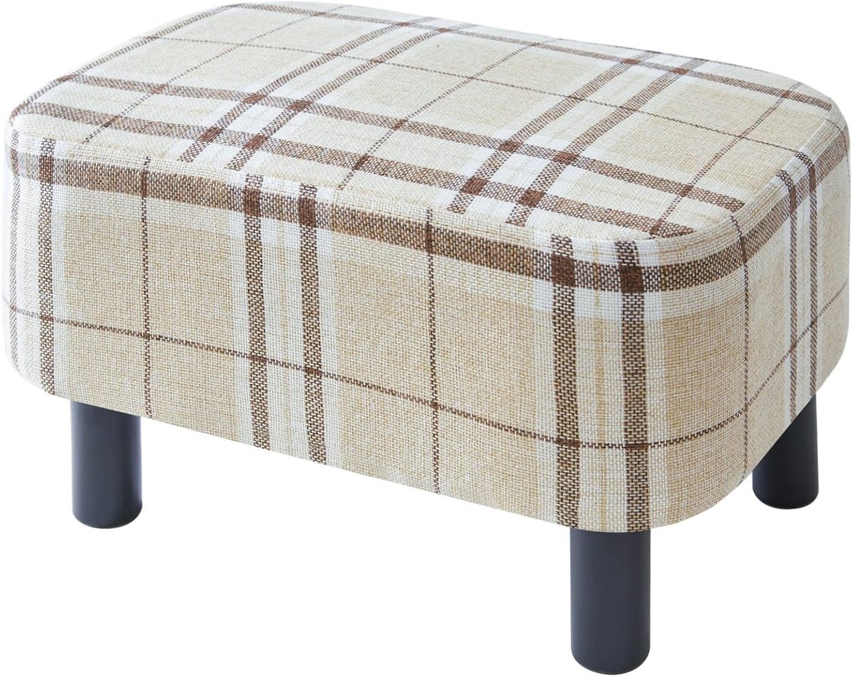 42 cm Rechthoekige Voetenbank met Stabiele Houten Poten, Modern Linnen Stof, Ideaal voor Woonkamer en Slaapkamer, Comfortabele Voetensteun voor Schoenenwissel