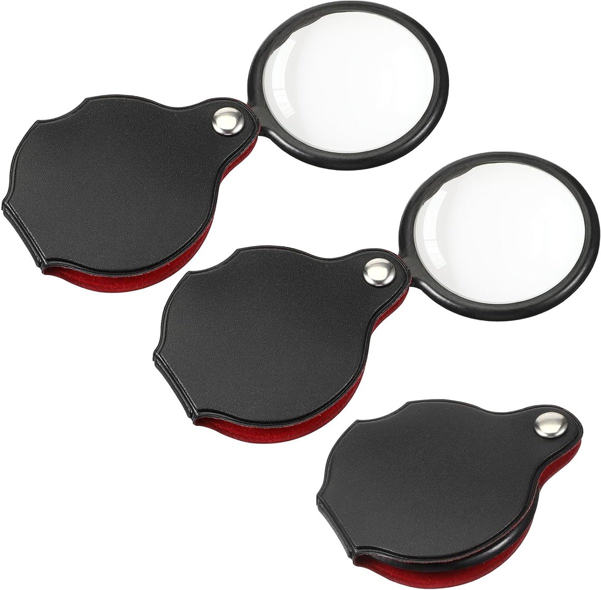 3 stuks mini vergrootglas met 360° draaibare hoes, draagbare loepen voor lezen, repareren en dichtbij werken