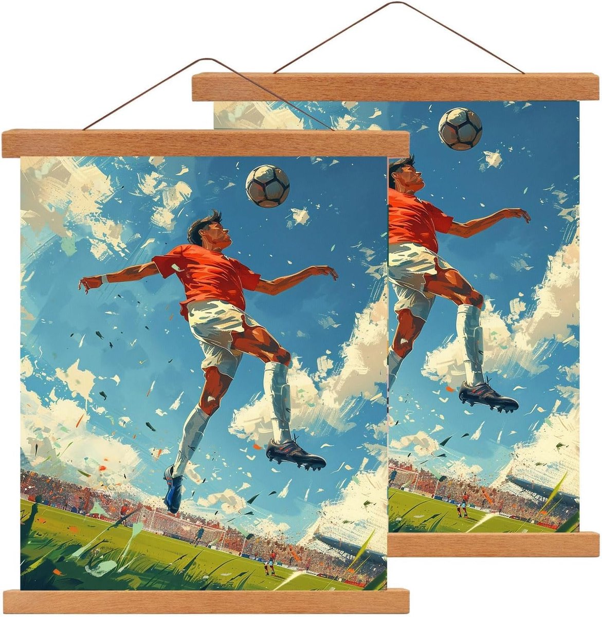 SnelShoppen - Set van 2 Magnetische Poster Strips A3 - Houten Poster Hanger 30 x 40 cm - Ideale Magnetische Fotolijst voor Kunst en Posters (Teak)