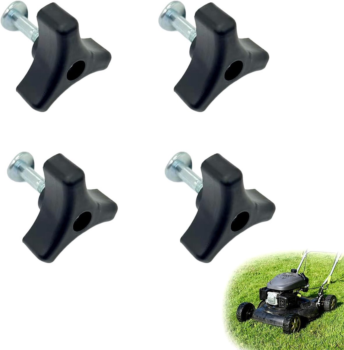 SnelShoppen - Set van 4 Universele Grasmaaier Handvatten met Vleugnuts en Schroeven, Ergonomische en Robuuste Tuinaccessoires voor Makkelijk Vervangen