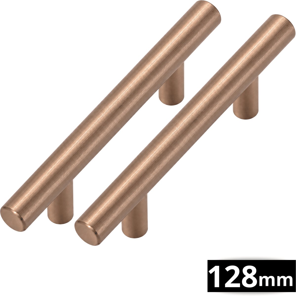 2X Handgreep 128mm Rose Brons – Denver | RVS met Gepoedercoate Afwerking