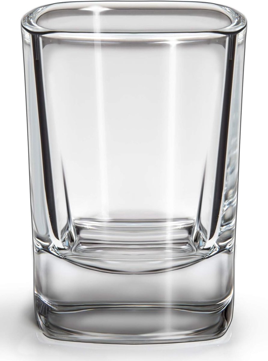 SnelShoppen - Shotglazen 45 ml VIVA - Vierkante Glazen - 12 Stuks - Sterk en Helder Glas - Ideaal voor Feesten, Barbecues en Thuisgebruik