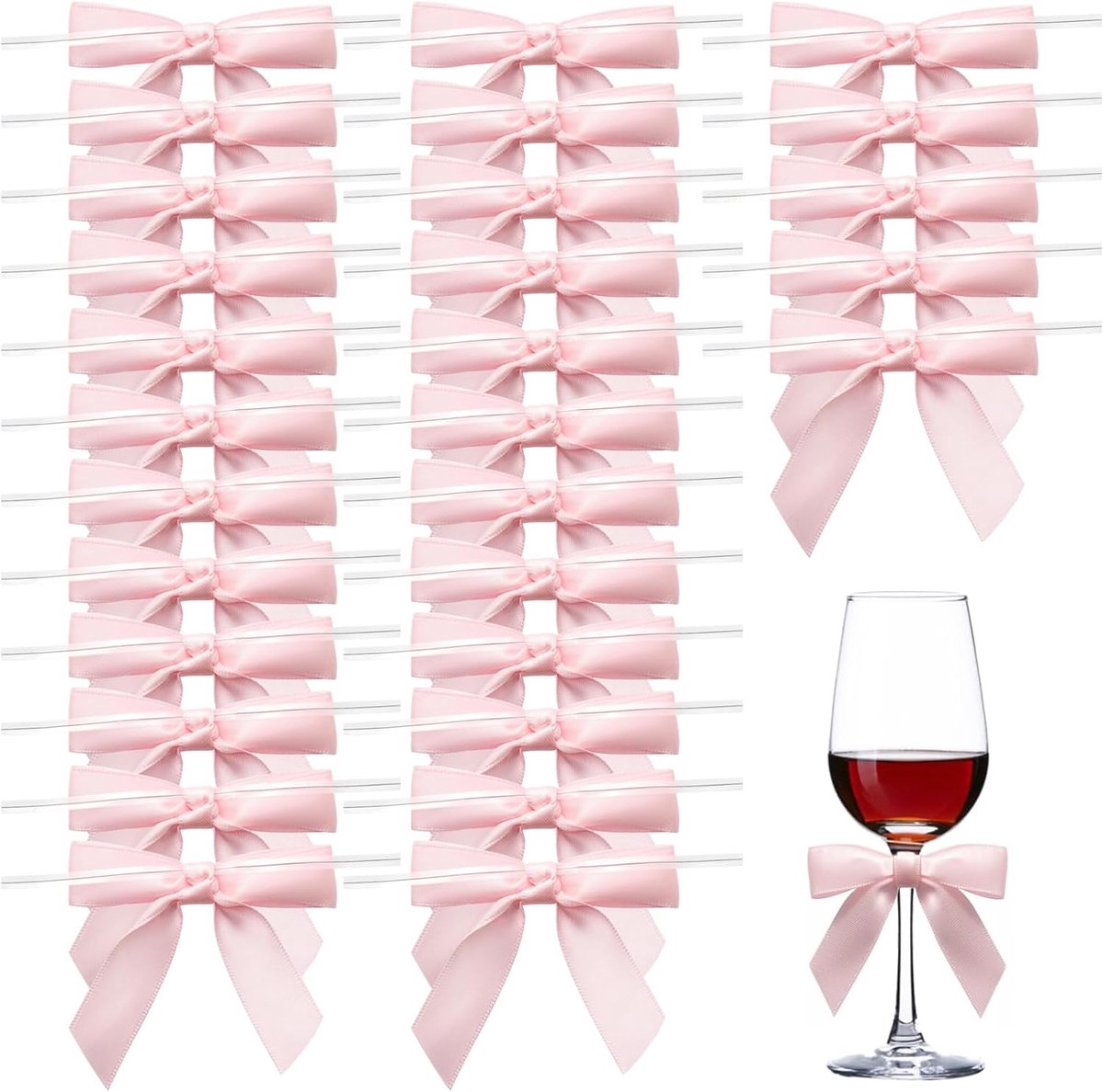 SnelShoppen - 100pcs Roze Satijnen Cadeaubogen 6x5.5cm - Kleine Bogen voor Cadeauverpakking, Trouwen, Verjaardagen, DIY Creaties