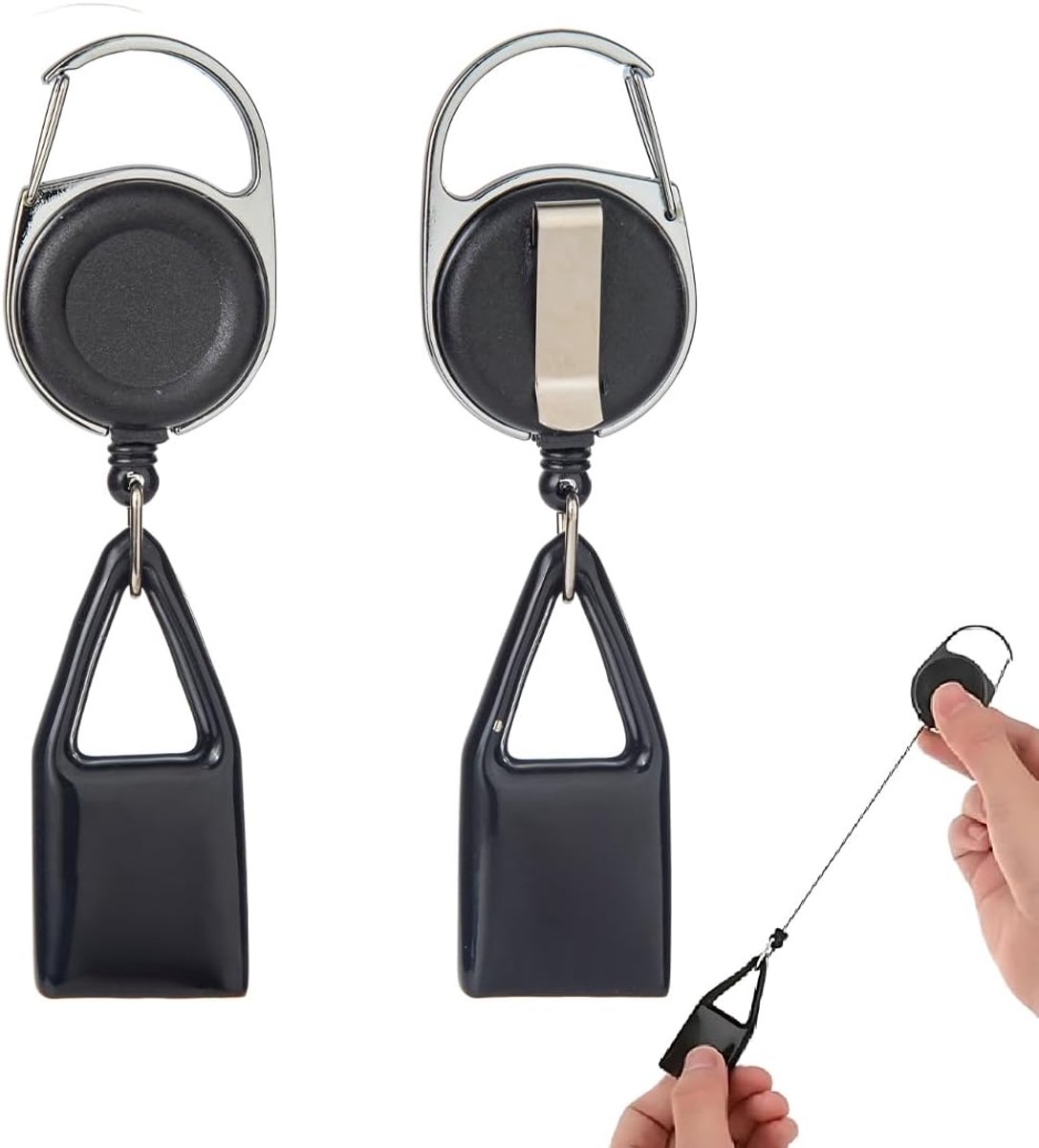 SnelShoppen - 2 Stuks Uittrekbare Aansteker met Diefstalbeveiliging en Sleutelhanger - Zwart - Intrekbare Aansteker Accessoires voor Dagelijks Gebruik