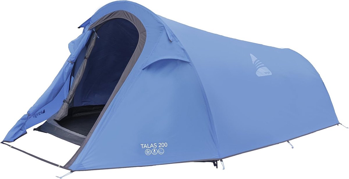 SnelShoppen - Vango Talas 200 2 Man Tunnel Tent - Waterdichte Polyester Tent 3000 mm HH - Ideaal voor Camping, Buitenactiviteiten, en Avonturen