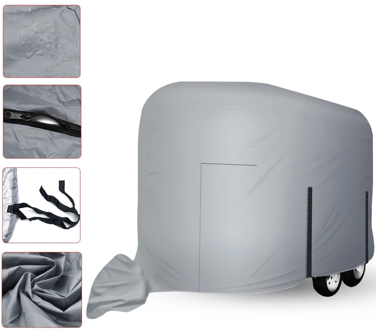 NordHaus Paardentrailer Beschermhoes - Waterdichte Trailerhoes van 210D Polyester - UV- en Weerbestendig - Grijs - 350 x 200 x 280 cm