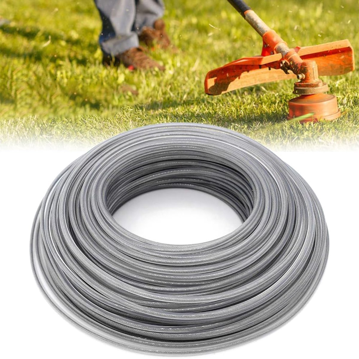 SnelShoppen - Trimmerdraad 2.4 mm 60 m Universeel Grastrimmerdraad Stalen Draad Borstelschaar Tuingereedschap Sterke Grasmaaier Draad