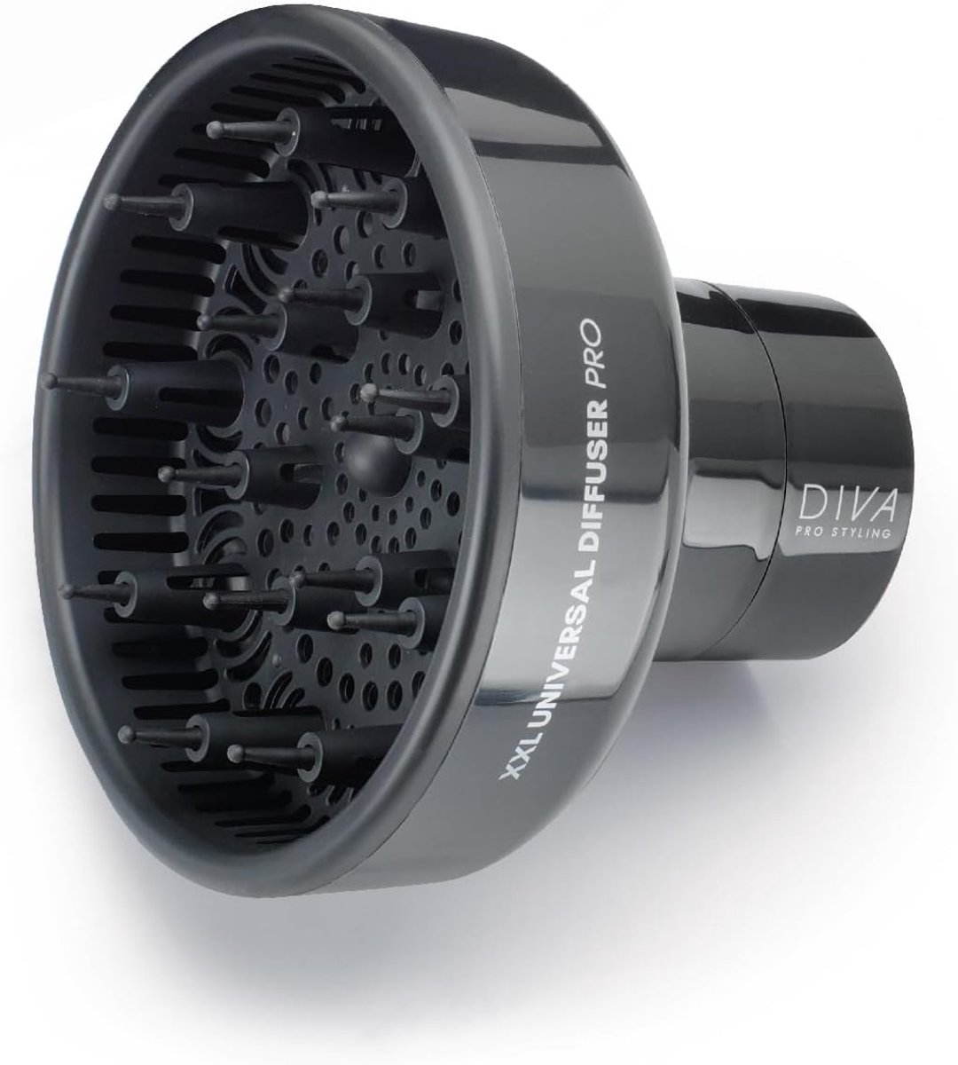SnelShoppen - Diva Pro Styling XXL Pro Diffuser - Universele Haardroger Accessoire - Zwart - Voor Volume en Golven - Flexibel en Ergonomisch - Voor El