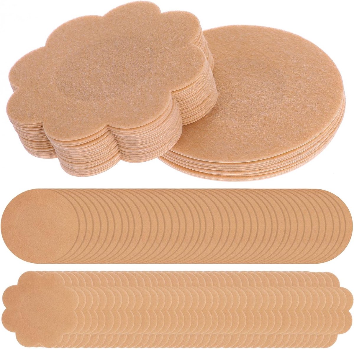 80 Stuks Wegwerp Tepelcovers - Natuurlijke Onzichtbare Zelfklevende Tepelstickers voor Vrouwen - Beige Plakpetalen, One Size, Comfortabel en Ademend