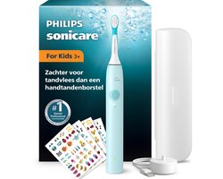 Philips Sonicare For Kids Elektrische Tandenborstel – Voor Kinderen vanaf 3 Jaar, Sonische Technologie, 2 Poetsstanden, Mini Opzetborstel, Reisetui & 2-Minuten Timer, HX6500/33