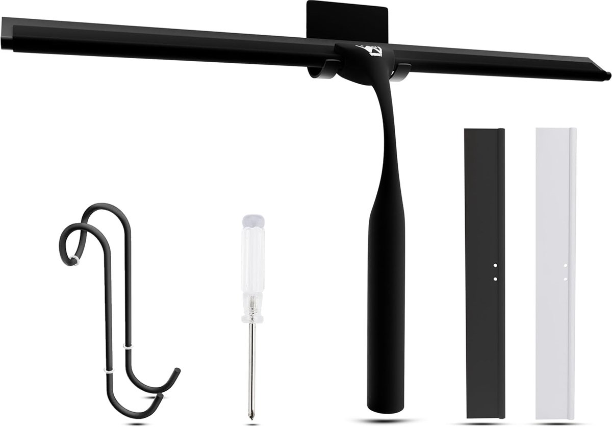 SnelShoppen - 30cm Zwarte Douche Wiper Set - Inclusief 2 Vervangende Siliconen Lippen - Ideaal voor Douchedeuren, Tegels en Gladglas - 6 Delige Set vo
