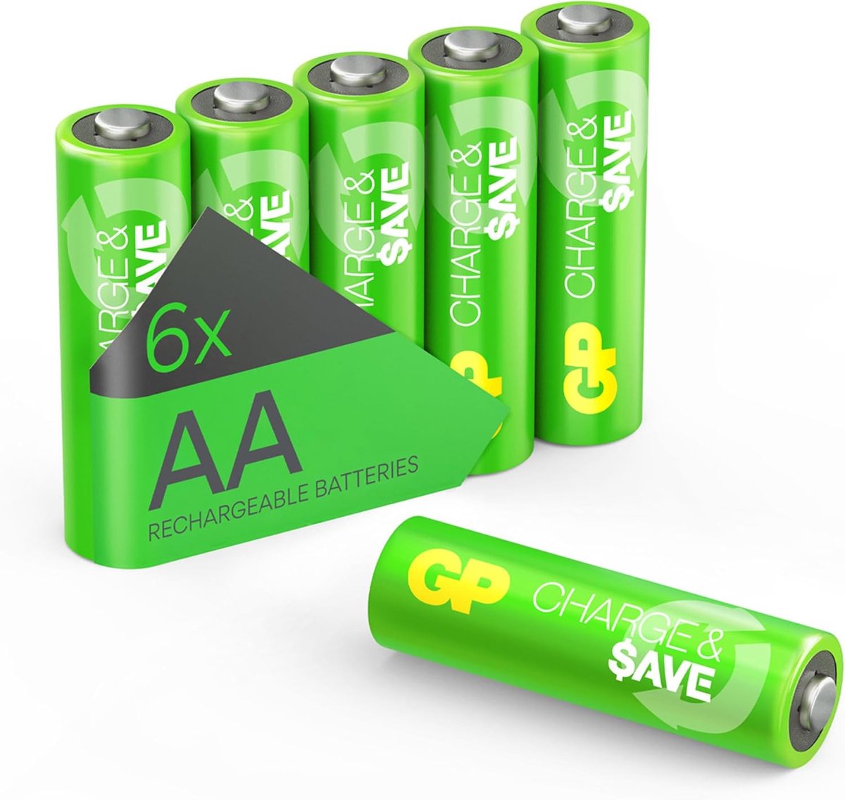 SnelShoppen - Oplaadbare AA Batterijen NiMH 1300mAh - 6 Stuks | Duurzaam, Laag Zelfontlading, Voor Dagelijks Gebruik in Apparaten