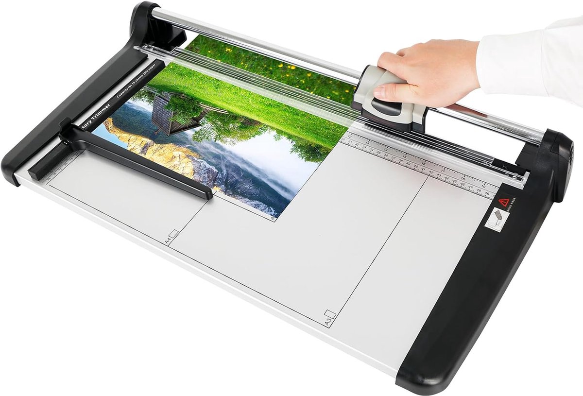 SnelShoppen - A3 Guillotine Papiersnijder - 15 Vellen Papier Trimmer - Glijdende Snijkop met Veiligheidsbescherming en Automatische Klem - Ideaal voor