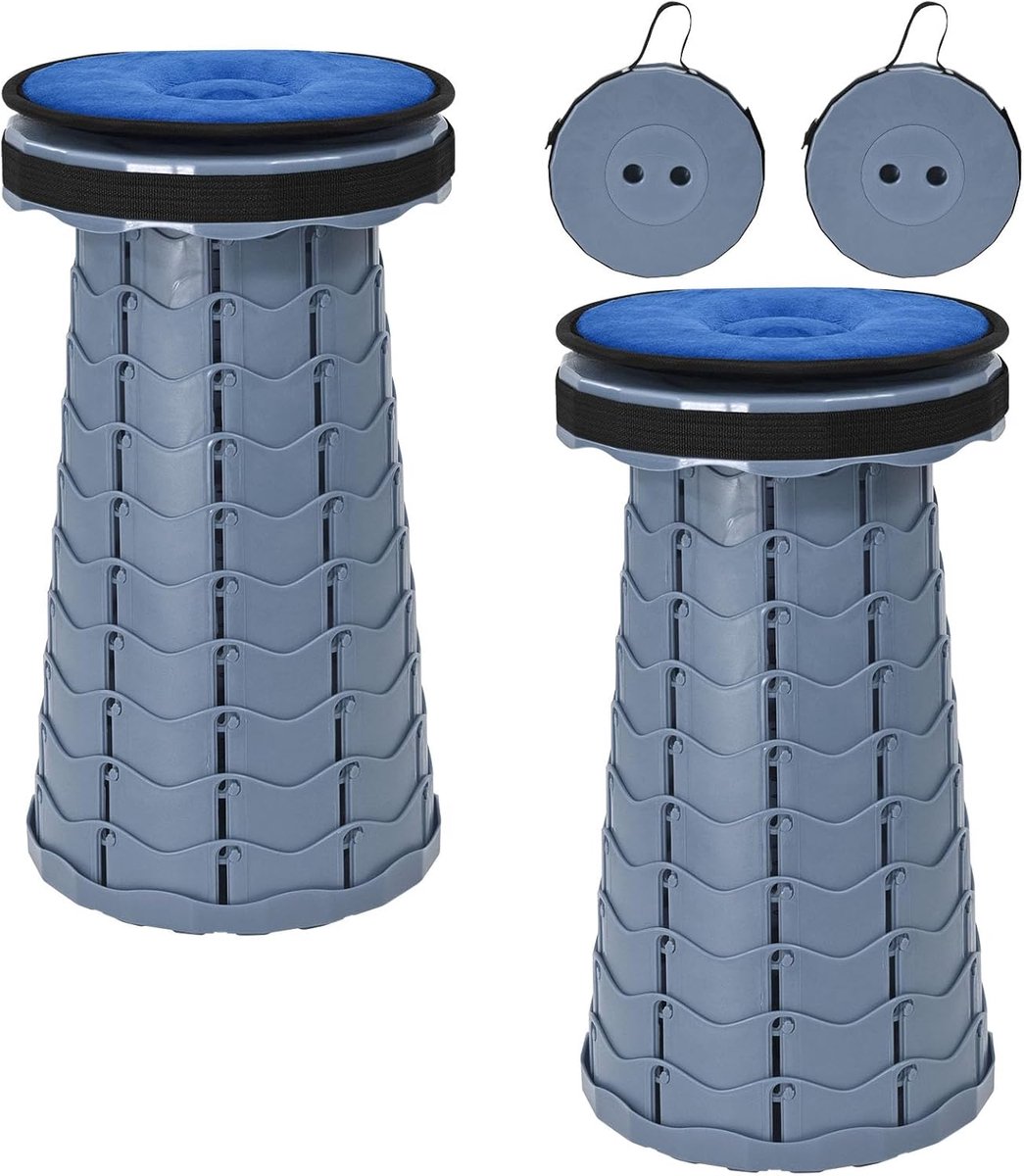 SnelShoppen - 2-Pack Vouwstoel met Kussen, Inklapbare Draagbare Telescopische Stoel tot 180kg, Lichtgewicht Vouwstoel voor Camping, Vissen, Wandelen,