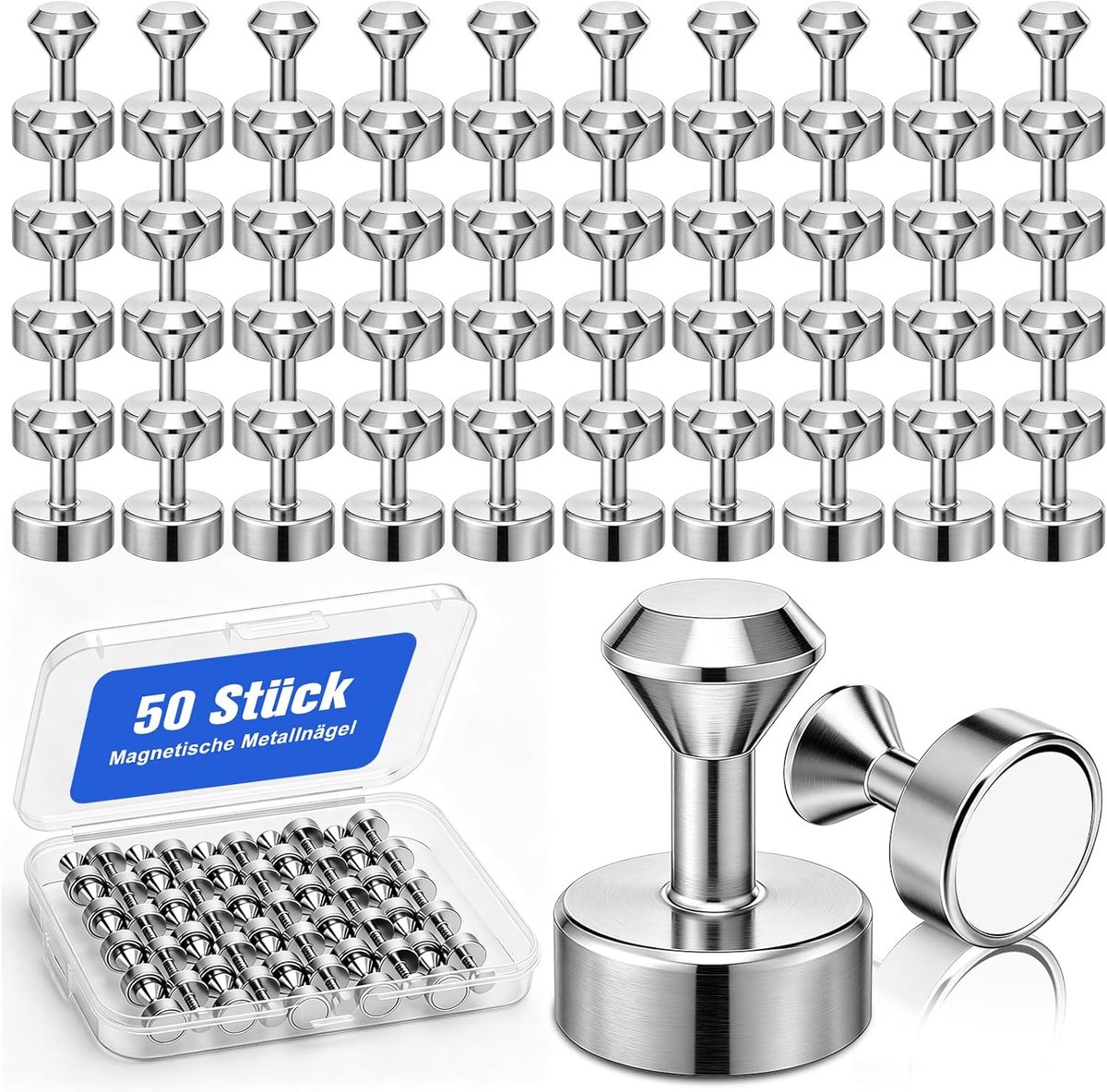 SnelShoppen - 50 sterke neodymium magneten 12x16 mm - extra sterke mini conische magneten met opbergdoos - perfect voor magnetische borden, koelkast,