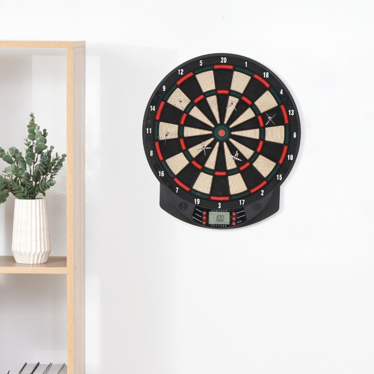 COVREO Elektronisch dartbord 44 x 39,5 x 2,2 cm - zwart, LCD-display, 26 spellen voor 8 spelers