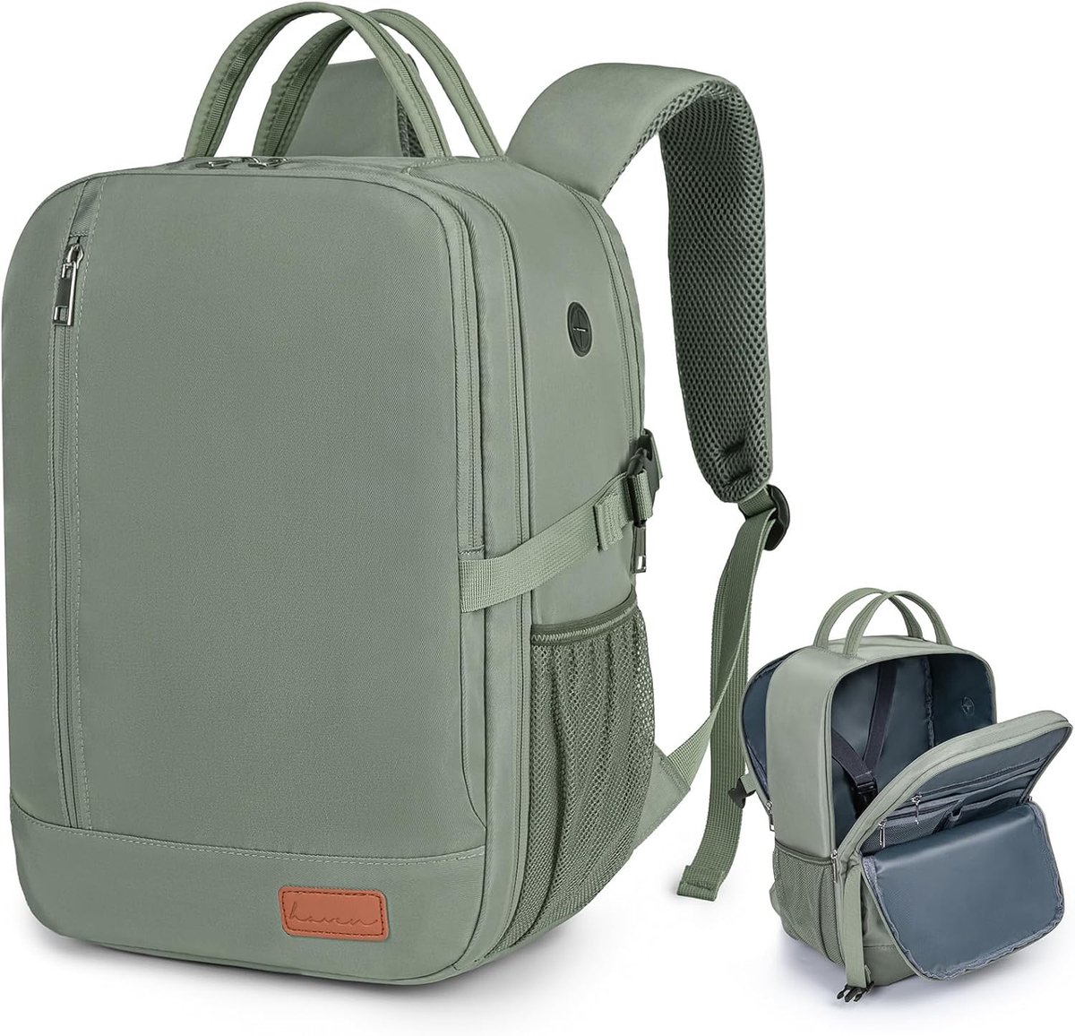 SnelShoppen - Cabin Bags Underseat Anti Theft Carry-ons, Lichtgroene Reisrugzak 40x30x20 cm met Waterfleshouder, Ideaal voor Ryanair en Onder de Stoel