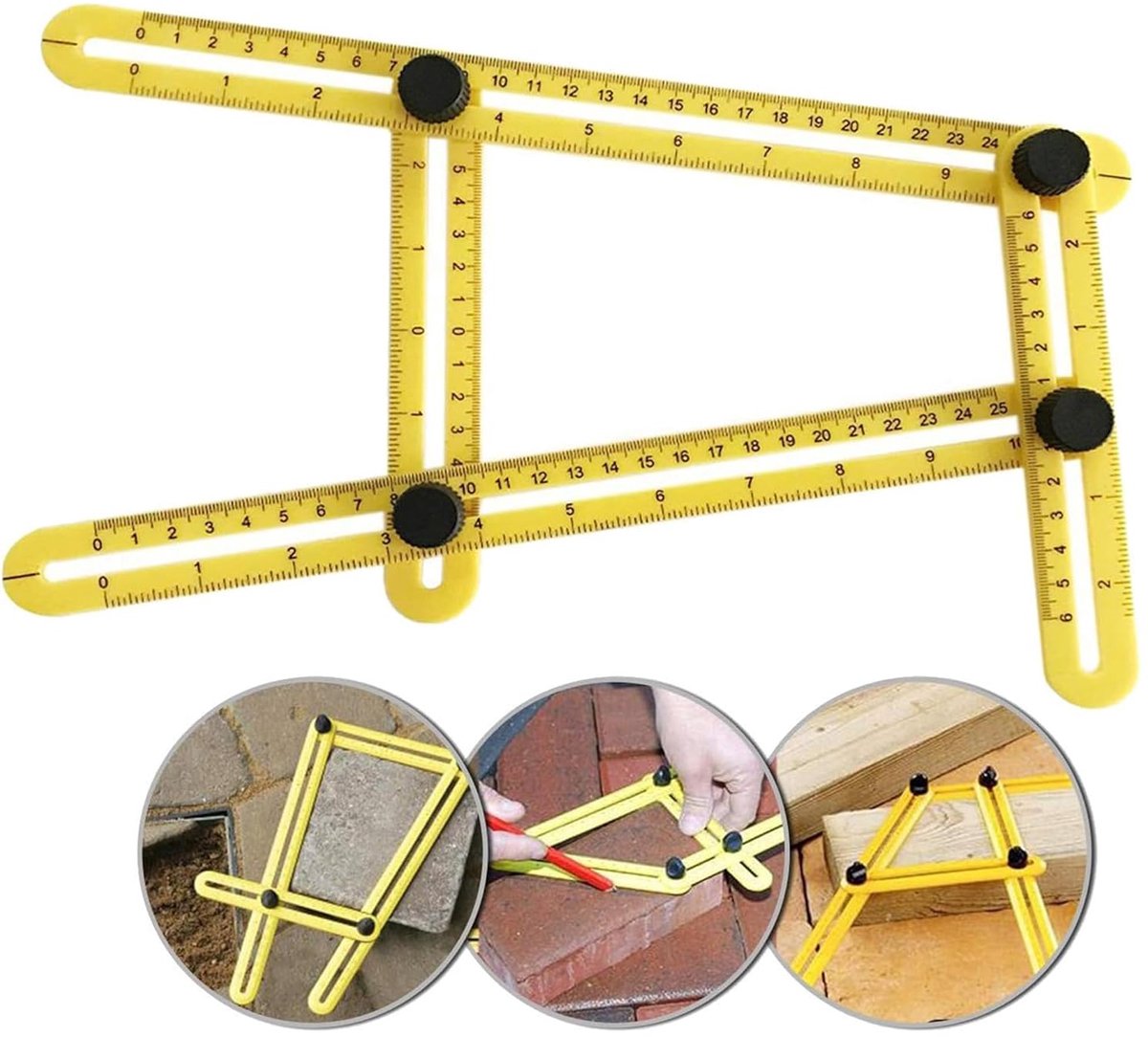 SnelShoppen - Multi Angle-izer Meetinstrument, Hoekmeter, Hoek Gauge, Duimstick Meetlat - Gele Kunststof, Perfect voor Precisie Metingen en Sjablonen