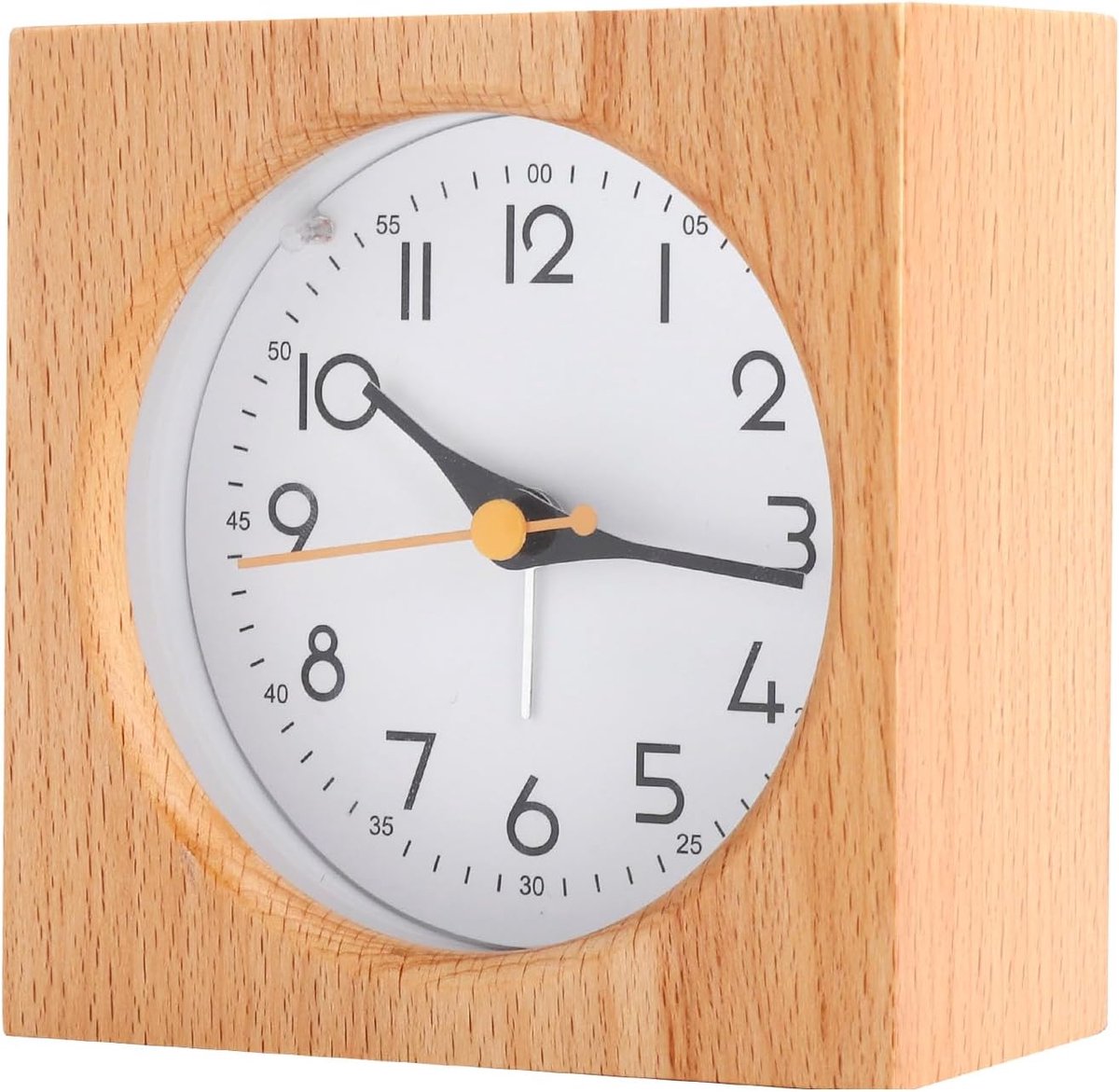 SnelShoppen - Kinderen Analoge Houten Wecker, Stille Alarmklok met Snooze Functie en Nachtlampje, Houten Look Bedside Klok voor Kinderkamer, Kantoor e