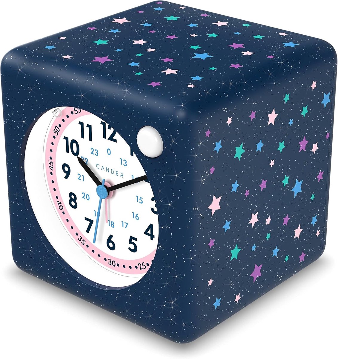 SnelShoppen - Kinderen Wekkerradio, Stil Alarmklok met Glitter Sterren, Snooze Functie, LED Verlichting, Blauw voor Meisjes en Kinderslaapkamer