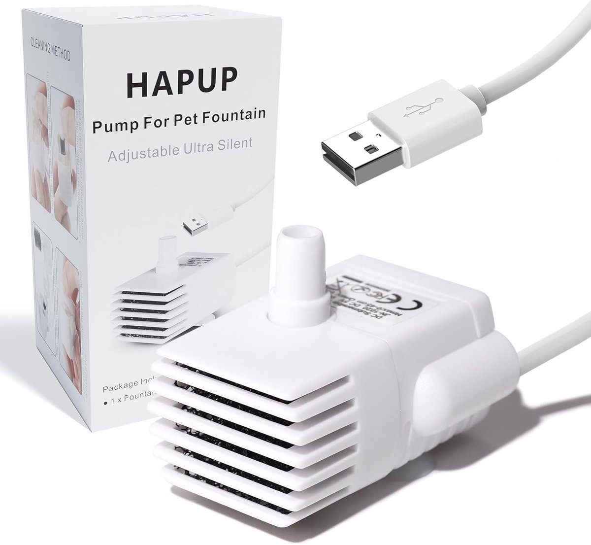 SnelShoppen - Vervangende Cat Fountain Pomp - Submersible USB Waterpomp - Ultra-stil en Waterdicht - 5V met 1.98M Kabellengte - Ideaal voor HAPUP Katt