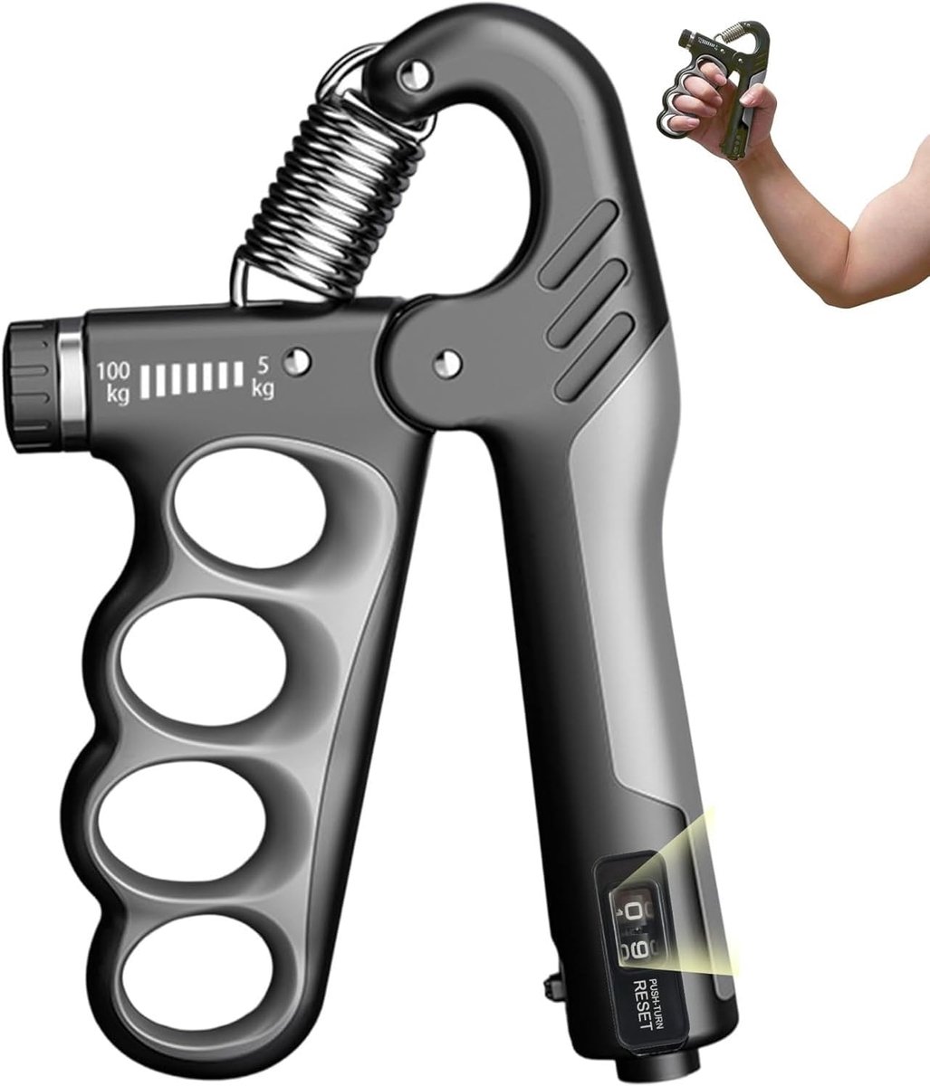 Thijox - Verstelbare krachtpols 5-100 kg met intelligente teller, handtrainer voor handen, vingers en onderarm, ideaal voor krachttraining, revalidati