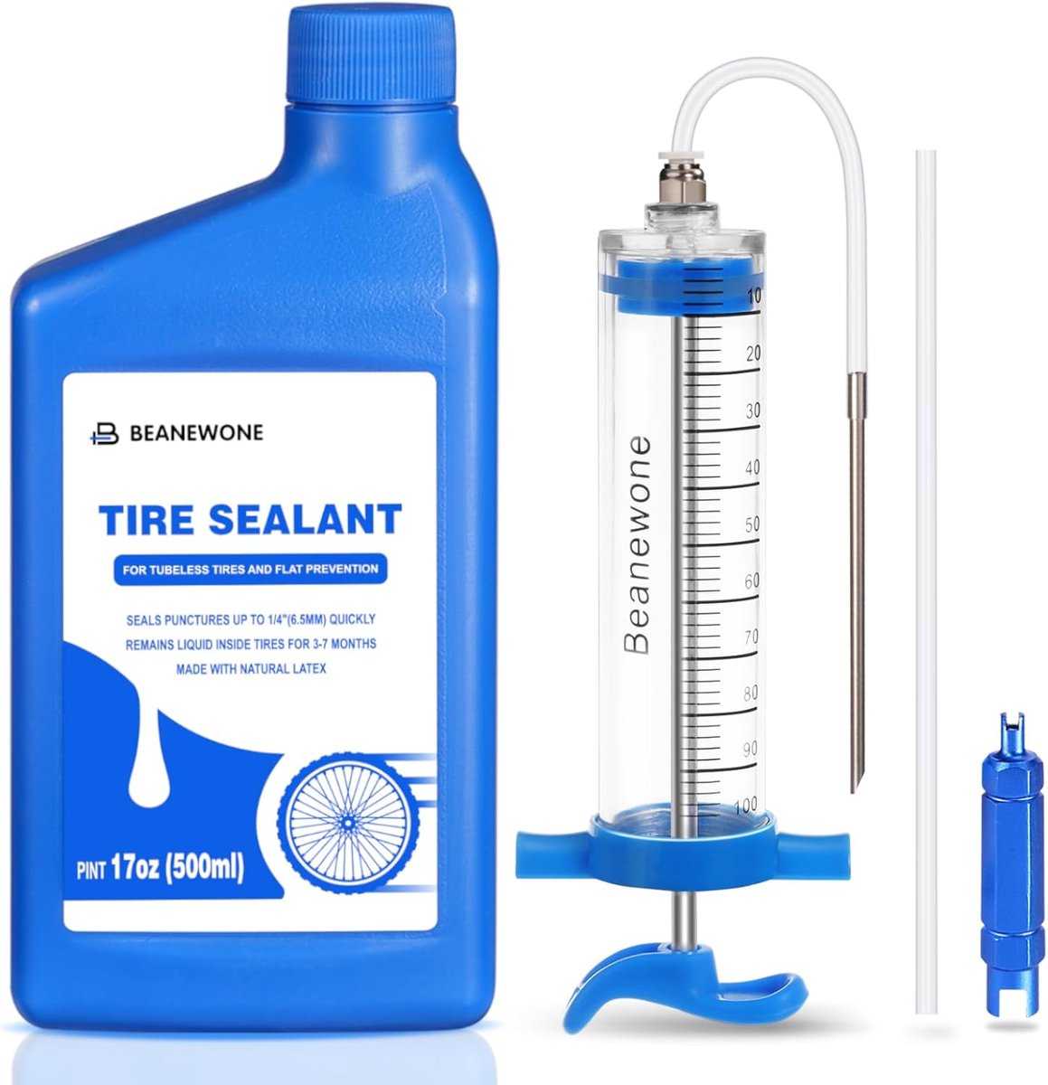 SnelShoppen - Tubeless Fietsgel Sealant 500ML - Langdurige MTB, Weg, CX & Gravel Banden Kit met Injectiespuit - Snelle Reparatie voor Lekke Banden