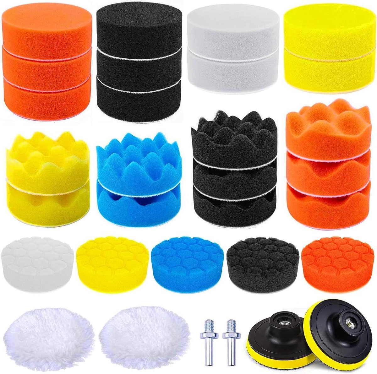 Set van 31 Polijstschuim voor Auto - Polijstpads voor Draadloze Boormachine, Schuren en Waxen