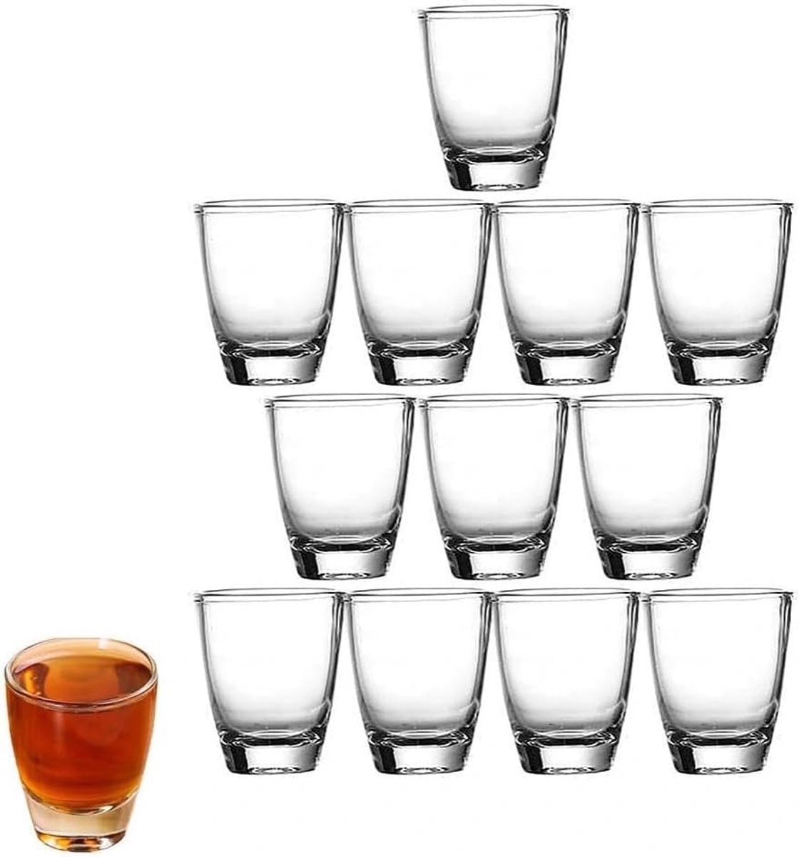 SnelShoppen - 12 Stuks Shotglazen 35ml Dikke Bodem Helder Glas, Transparante Liqueur Glazen voor Feestjes, Keuken, Familie Bar, Vaatwasserbestendig