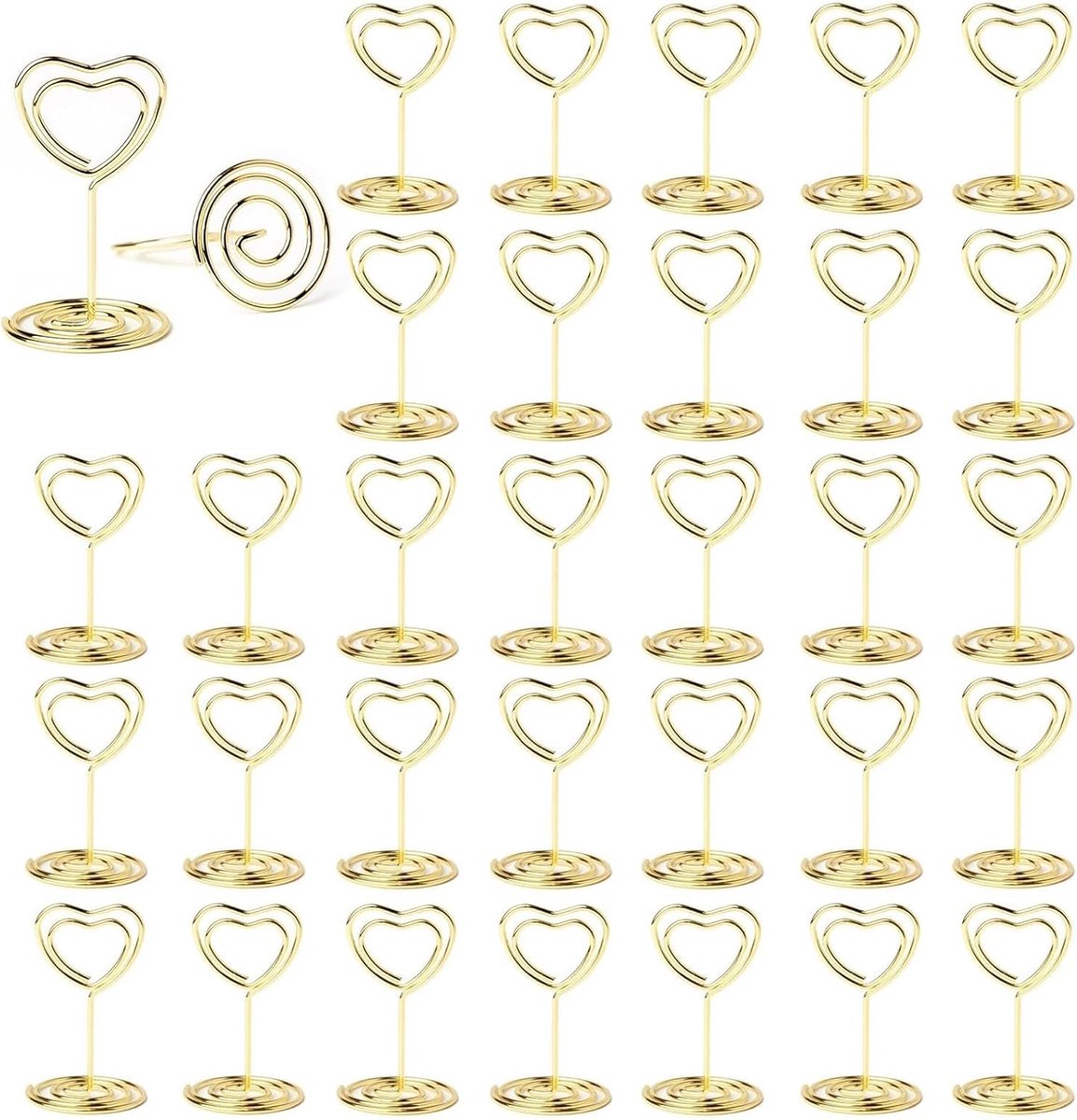 SnelShoppen - Pack van 30 Gouden Naam Kaarthouders Foto Clip met Voet - Tafelnummerhouder voor Bruiloften, Feesten, Kerst, Valentijnsdag, Banquets, Pa
