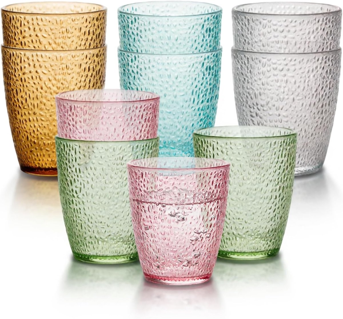SnelShoppen - 10 stuks 300 ml Acryl Drinkglazen, Onbreekbare Waterglazen, Stootvast, Hittebestendig, Herbruikbare Bekers, Meerkleurig voor Picknick, C