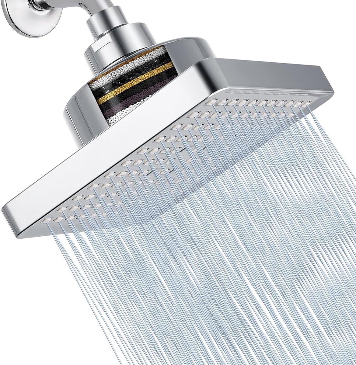 SnelShoppen - Rain Shower Head 15 cm, Anti-Lime, Hoge Druk Shower Head, Vaste Douchkop, Waterbesparende Regendouche, Geschikt voor Badkamer en Wellnes