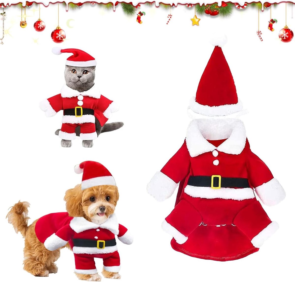 Kerstoutfit voor Honden en Katten - Feestelijke Kostuum voor Kerst en Nieuwjaar - Perfect voor Huisdieren en Cosplay (M)