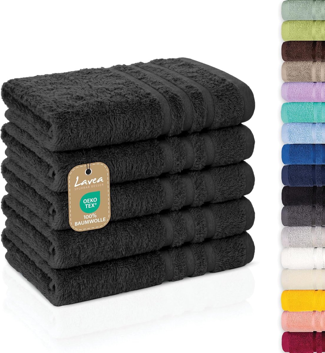 SnelShoppen - Set van 5 Gastendoeken 30x50 cm - 100% Katoen - Zacht & Absorberend - Voor Badkamer, Hotel & Spa - Premium Kwaliteit Anthraciet