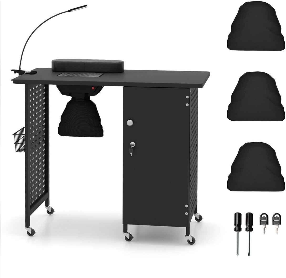 SureDeal® - Bureau - Nageltafel - Wielen Nageltechnicusbureau - Stofzak Afzuigventilator P
