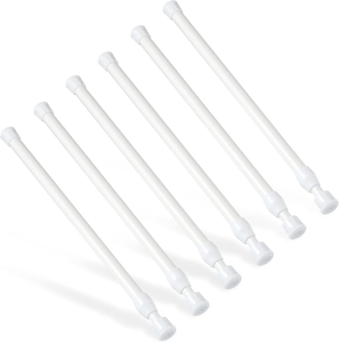 SnelShoppen - 6 Stuks Tension Stangen voor Gordijnen, Verstelbare Roestvrije Spanningstangen van Metaal met Rubber Einden, Geen Boren Nodig, 30-50 cm,