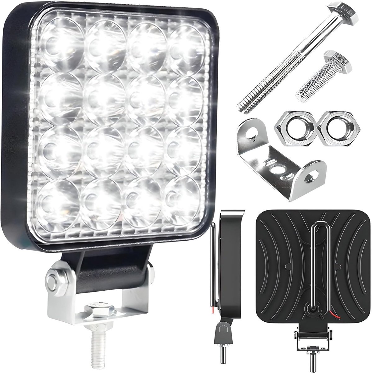 SnelShoppen - LED Werklamp Offroad 48W 8000lm 12/24V Universele Schijnwerper voor SUV UTV ATV Trucks Tractoren en Excavators - Zwart