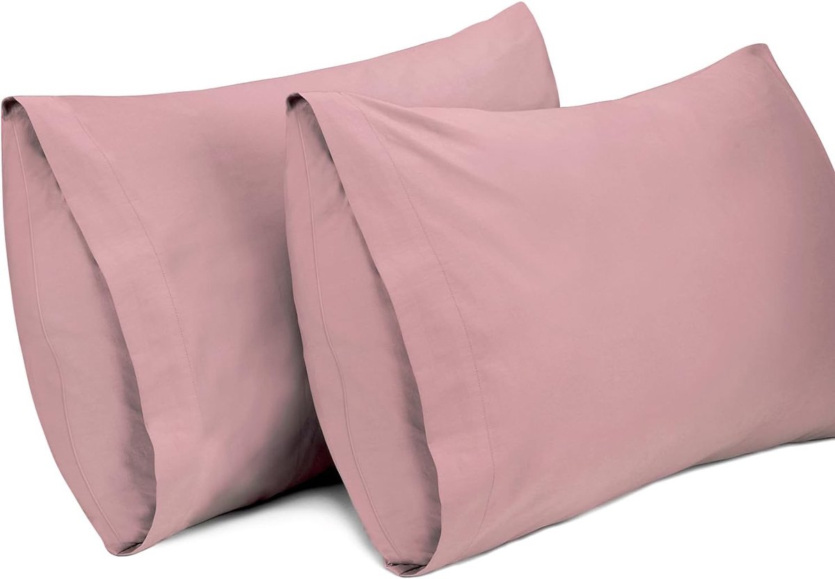 SnelShoppen - 2-Pack Kussenhoezen 40x80 cm - 100% Katoen - Ademend en Comfortabel - Roze - Perfect voor Slaapkamer en Woonkamer