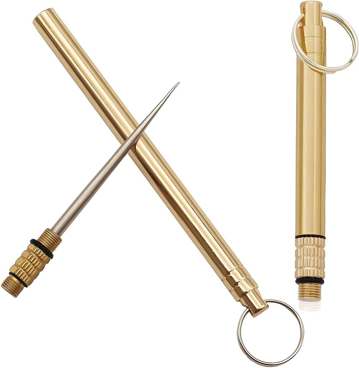 Set van 2 Herbruikbare Titanium Tandenstokers, Draagbare Telescopische Tandenstokers voor Kamperen, Picknicken en Reizen met Beschermkap